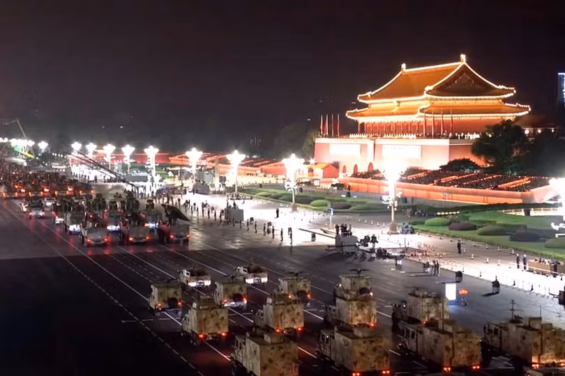 Một buổi diễn tập cho cuộc diễu hành vào ngày 3/9. Sự kiện chính thức dự kiến ​​sẽ giới thiệu các hệ thống quân sự tiên tiến nhất của Trung Quốc. Ảnh: CCTV.