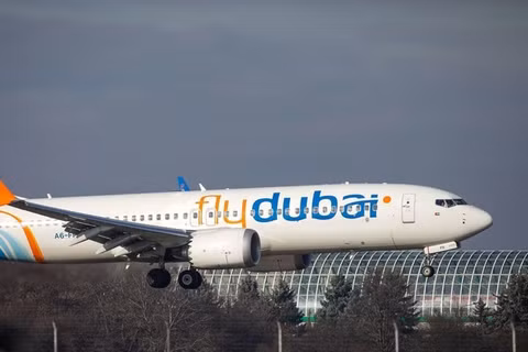 Máy bay chở khách thương mại của hãng hàng không Fly Dubai. Ảnh: Getty.