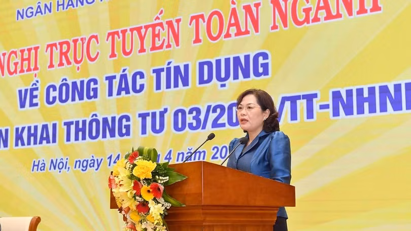 Thống đốc NHNN Nguyễn Thị Hồng phát biểu tại Hội nghị (Nguồn: NHNN)