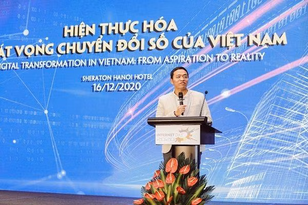 Ông Lê Hồng Minh CEO của VNG phát biểu tại Ngày Imternet được tổ chức vào 16-12. Ảnh: P.Anh