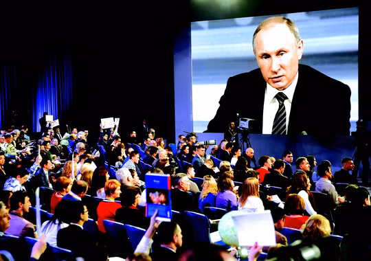 Cuộc họp báo của Tổng thống Nga Vladimir Putin hôm 17-12.Ảnh: REUTERS