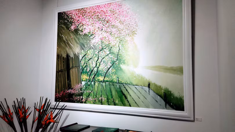 Triển lãm "Miền sương khói" của hoạ sĩ Lê Thanh Sơn kéo dài từ ngày 20/12/2020 đến hết ngày 10/1/2021 (Ảnh: Hoà Bình)