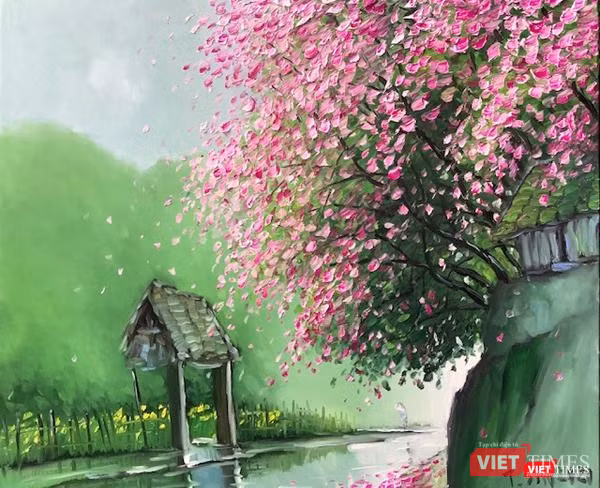 Tác phẩm "Xuân về" của hoạ sĩ Lê Thanh Sơn Tác phẩm "Xuân về" của hoạ sĩ Lê Thanh Sơn