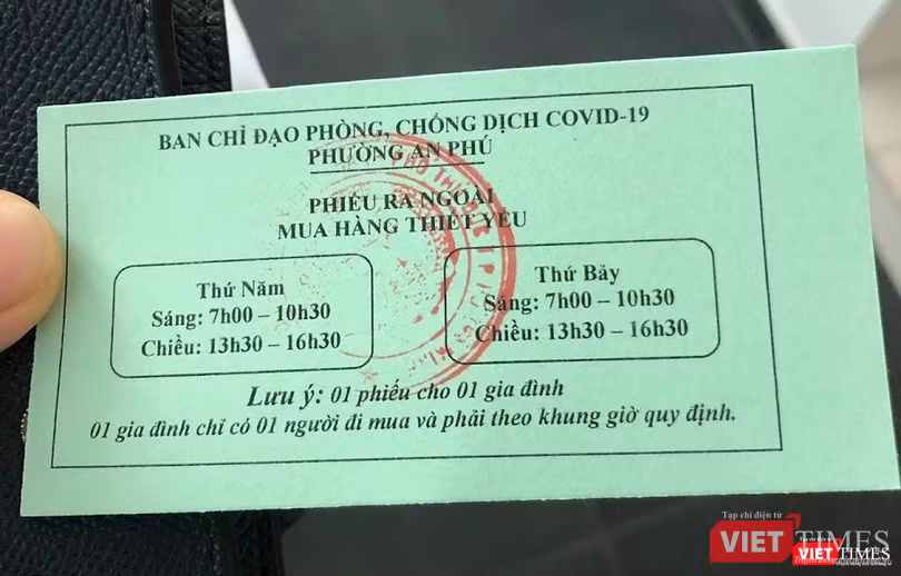 Phiếu mua hàng thiết yếu phường An Phú, TP Thủ Đức (quận 2 cũ)