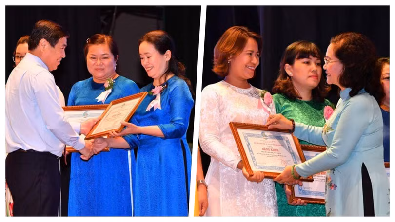 Lãnh đạo TP.HCM tặng bằng khen tuyên dương tập thể và cá nhân điển hình tiên tiến (Ảnh: Việt Dũng) 