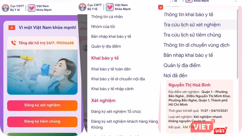Dễ dàng tra cứu lịch sử xét nghiệm COVID-19. Ảnh: Hoà Bình Dễ dàng tra cứu lịch sử xét nghiệm COVID-19. Ảnh: Hoà Bình