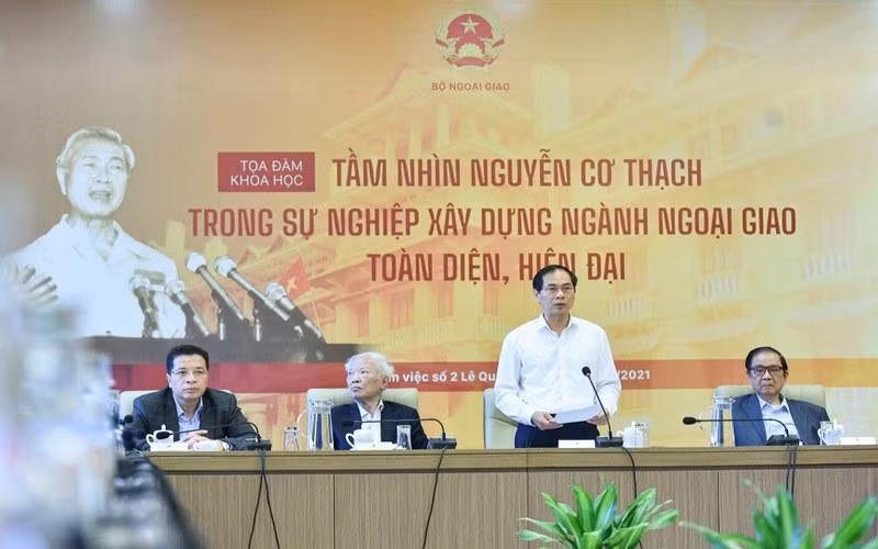 Hội thảo tại BNG nhân kỷ niệm 100 ngày sinh cố Ngoại trưởng Nguyễn Cơ Thạch. Ảnh Bộ Ngoại giao.