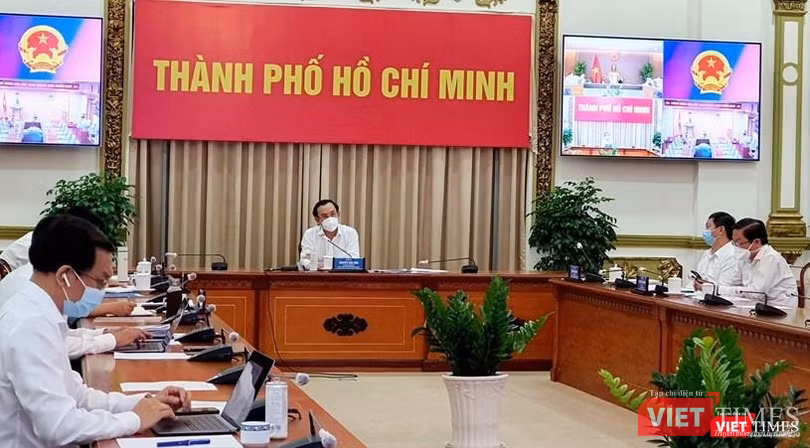Tại điểm cầu UBND TP.HCM - Ảnh: TTBC