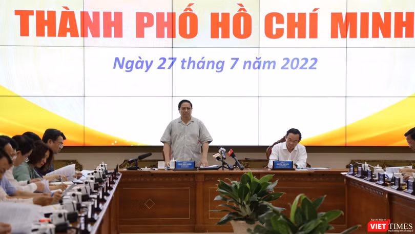 Thủ tướng Phạm Minh Chính chủ trì buổi làm việc với UBND TP. HCM sáng nay, 27/7.