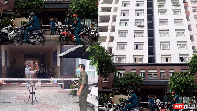 Chung cư Thái An 2 bị phong tỏa cách ly vì có bệnh nhân từ Đà Nẵng về nghi nhiễm COVID-19 (Ảnh: Hòa Bình ghép) 