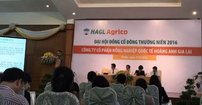 Đại hội đồng cổ đông thường niên HAGL Agrico năm 2016 diễn ra tại Gia Lai. Ảnh: N.Thảo
