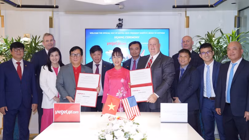 Chủ tịch Vietjet Air Nguyễn Thị Phương Thảo tại buổi lễ ký kết thoả thuận tài trợ tàu bay giữa Carlyle Aviation Partners và Vietjet