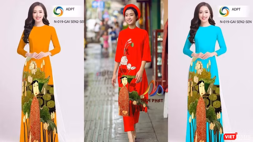 Bức tranh sơn mài “Ao sen” của họa sĩ Bùi Trọng Dư bị ăn cắp để in trên áo dài