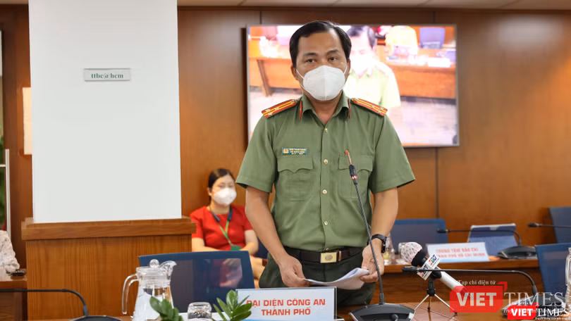 Phó Trưởng phòng Tham mưu Công an TP.HCM Thượng tá Trần Thanh Giang. Ảnh: TTBC Phó Trưởng phòng Tham mưu Công an TP.HCM Thượng tá Trần Thanh Giang. Ảnh: TTBC