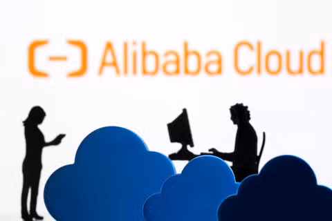 Hình minh họa logo dịch vụ điện toán đám mây Alibaba Cloud. Ảnh: Dado Ruvic/Reuters.