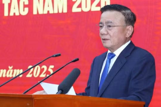 Ông Trần Cẩm Tú, Thường trực Ban Bí thư, phát biểu tại Hội nghị triển khai nhiệm vụ công tác năm 2026 của Ban Chính sách, chiến lược Trung ương.