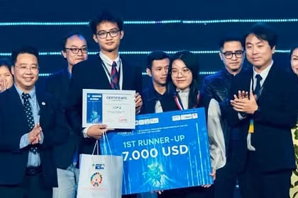 Volterra - Startup đến từ VinUni đoạt Giải Á quân Cuộc thi TECHFEST Việt Nam 2025. Ảnh Thanh Thảo.