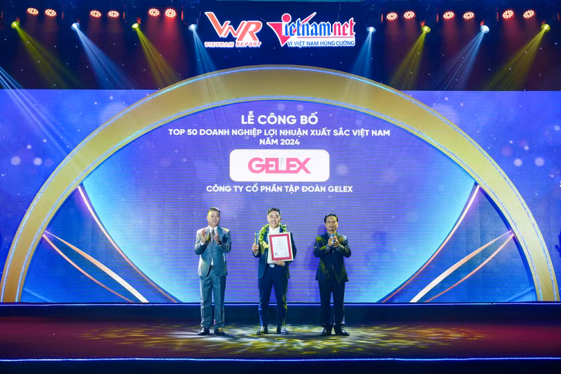Ông Lê Tuấn Anh Phó Tổng giám đốc Tập đoàn GELEX nhận chứng nhận Top 50 Doanh nghiệp lợi nhuận xuất sắc Việt Nam năm 2024.jpg