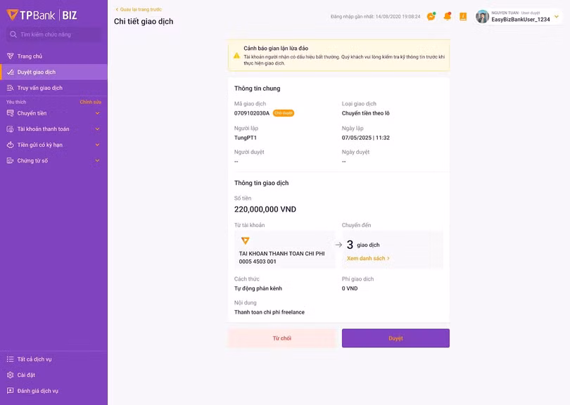 TPBank cảnh báo gian lận lừa đảo.