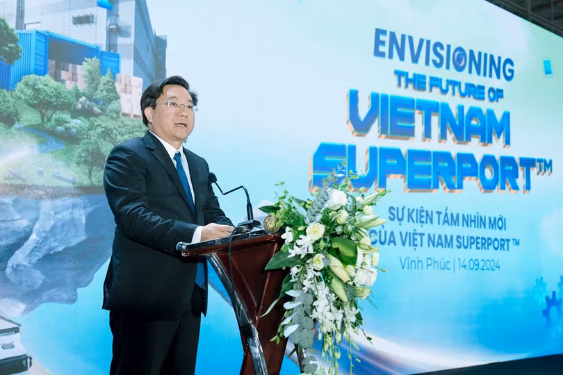 Ông Trần Duy Đông, Chủ tịch UBND tỉnh Vĩnh Phúc phát biểu tại Sự kiện Công bố Tầm nhìn mới của SuperPort Việt Nam.jpg