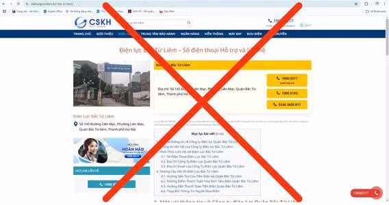 Trang web sử dụng số điện thoại không chính thống