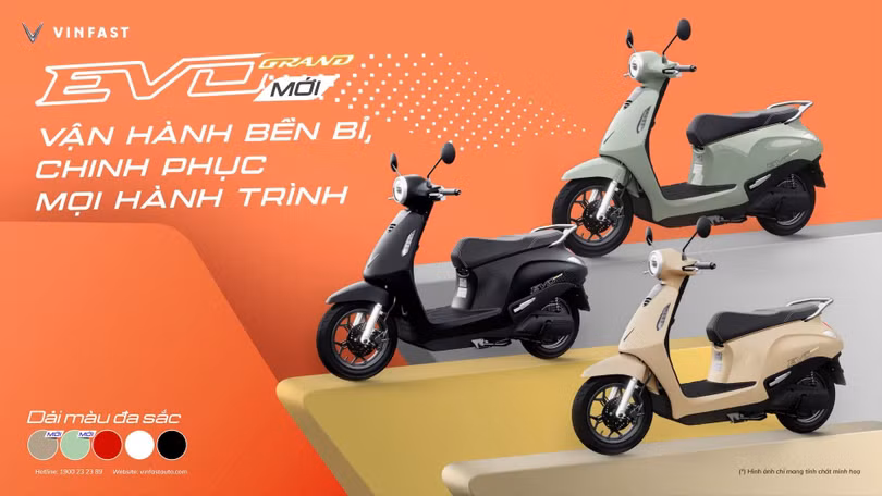 Vinfast ra mắt xe máy điện Evo Grand với 2 pin có thể tháo rời, đi được tới 262 km/lần sạc