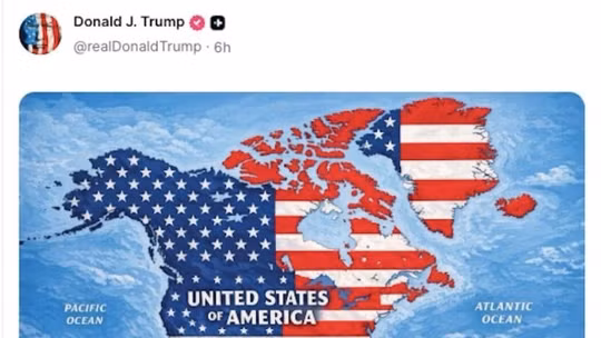 Tấm bản đồ gây tranh cãi ông Trump đăng trên Truth Social. Ảnh: CNA.