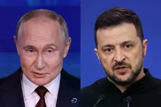 Tổng thống Nga Vladimir Putin và Tổng thống Ukraine Volodymyr Zelensky. Ảnh: Reuters.