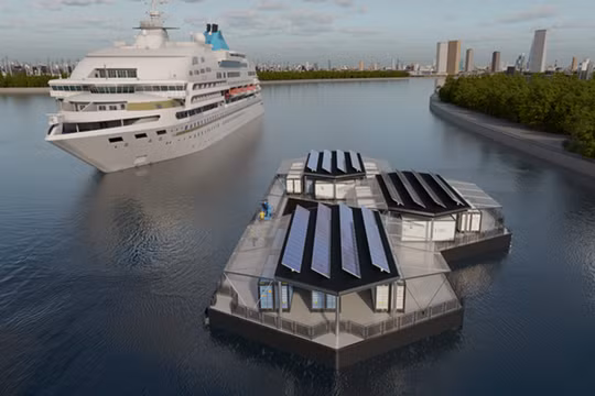 Sàn cảng sử dụng nhiên liệu hydro, được thiết kế để tiếp nhiên liệu hai lần một tuần. Ảnh: IE.