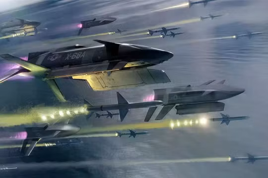 X-68A "LongShot" có thể được phóng từ máy bay chiến đấu, máy bay ném bom hoặc máy bay vận tải, kể cả dưới dạng đạn dược đóng gói trên pallet. Ảnh: DARPA.