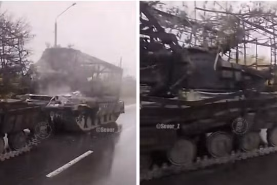 Xe tăng T-64 của Ukraine bị phá hủy trên chiến tuyến. Ảnh: MW.