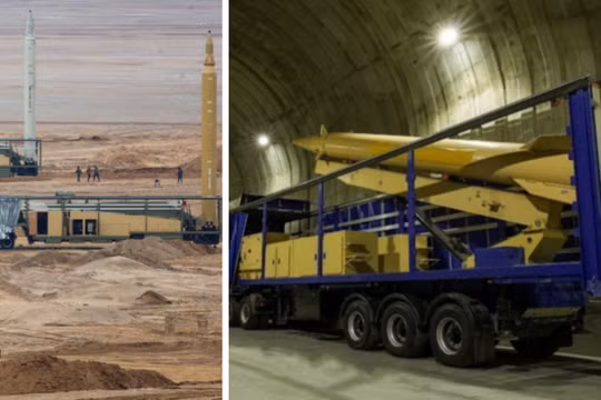 Tên lửa Sejil và căn cứ tên lửa ngầm của Iran. Ảnh: MW.