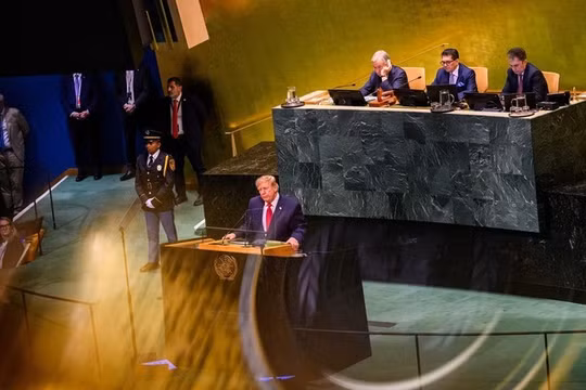 Tổng thống Mỹ Donald Trump trong bài phát biểu trước LHQ. Ảnh: Getty.