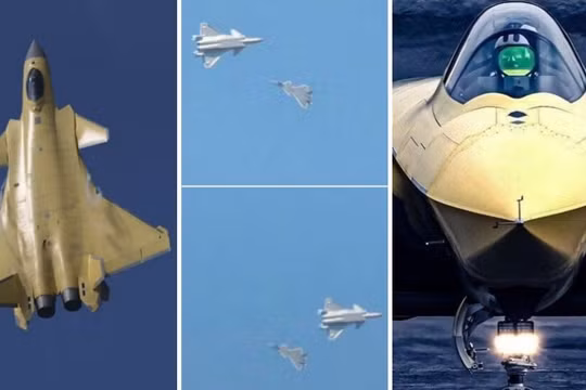 Máy bay chiến đấu J-20 và các máy bay J-20 trong huấn luyện không chiến. Ảnh: MW.