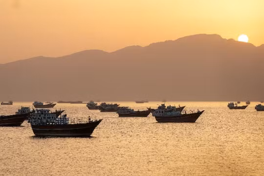 Các tàu thuyền trên eo biển Hormuz gần Musandam, Oman, ngày 18/5. Ảnh: Reuters.