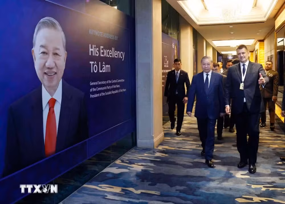 Tổng bí thư, Chủ tịch nước Tô Lâm đến dự Đối thoại Shangri-La lần thứ 23. Ảnh: Thống Nhất/TTXVN.
