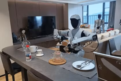 Robot "Tiểu Quang" chuẩn bị bữa ăn. Ảnh: Singtao.