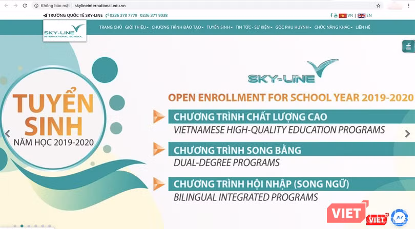 Website của trường liên cấp Skyline với thông báo tuyển sinh là trường quốc tế Website của trường liên cấp Skyline với thông báo tuyển sinh là trường quốc tế