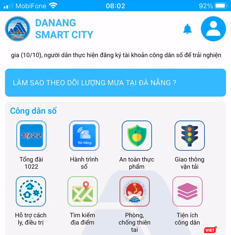 Ứng dụng Danang Smart City vừa được tích hợp tính năng “Theo dõi lượng mưa” bên trong ứng dụng "Phòng chống thiên tai"