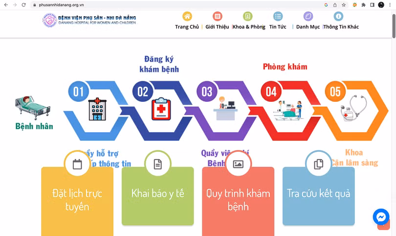 Ứng dụng đặt lịch khám bệnh tại Bệnh viện Phụ sản - Nhi TP Đà Nẵng