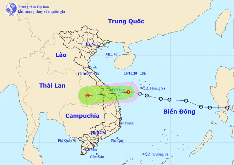 Dự báo của Trung tâm dự báo khí tượng thuỷ văn quốc gia về diễn biến của áp thấp nhiệt đới