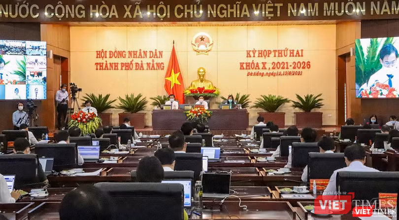 Quang cảnh Kỳ họp thứ 2 HĐND TP Đà Nẵng Khóa X, nhiệm kỳ 2021-2026 diễn ra sáng ngày 12/8