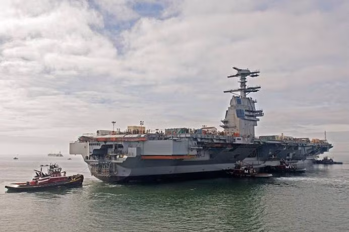 Tàu sân bay USS Gerald R. Ford Mỹ đang thử nghiệm (ảnh tư liệu)