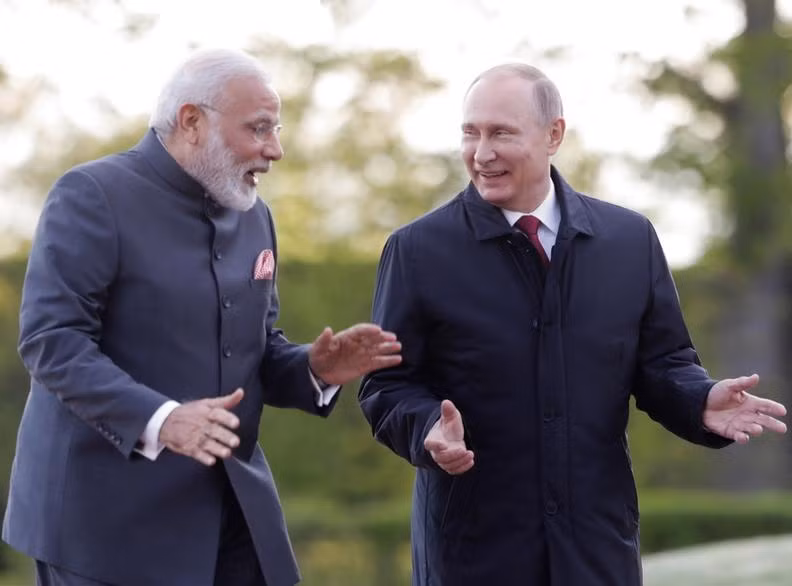 Ngày 2/6/2017, Thủ tướng Ấn Độ Narendra Modi tiến hành hội đàm với Tổng thống Nga Vladimir Putin. Ảnh: Kaixian
