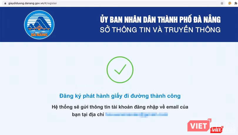 Thông báo đăng ký thành công
