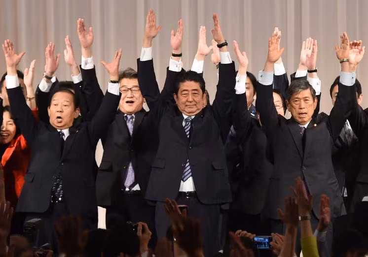 Thủ tướng Nhật Bản Shinzo Abe tai Đại hội của Đảng Tự do Dân chủ Nhật Bản (LDP) ngày 5/3/2017. Ảnh: The Mainichi