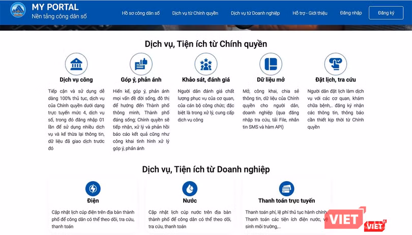 Tiện ích trên ứng dụng Nền tảng công dân số