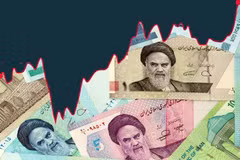 Đồng tiền của Iran đã rớt xuống mức thấp kỷ lục, vượt mức 2 triệu rial đổi 1 USD. Ảnh: AJ.