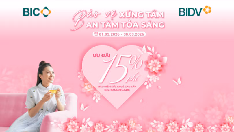 BIC ưu đãi 15% phí bảo hiểm sức khoẻ cao cấp mừng Ngày Quốc tế Phụ nữ
