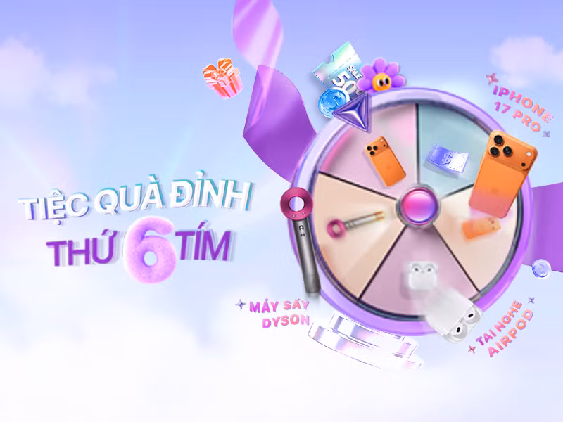 Chương trình Vòng quay may mắn, với hàng trăm phần quà đỉnh đang đợi bạn khám phá trên App TPBank.